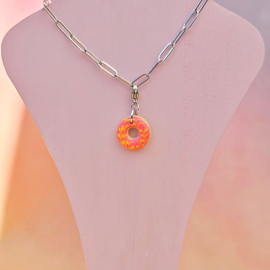 Pink and Yellow Party Ring Necklace Charm (Charm Only)