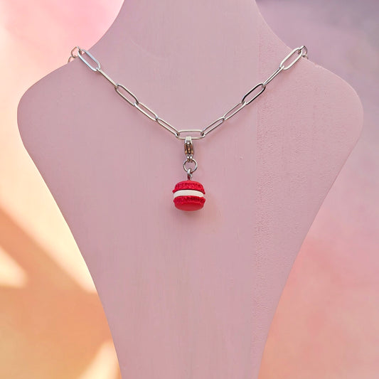 Red Mini Macaron Necklace Charm (Charm Only)