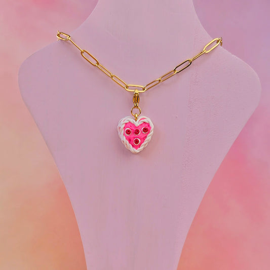Pink and Red Retro Cake Necklace Charm (Charm Only)