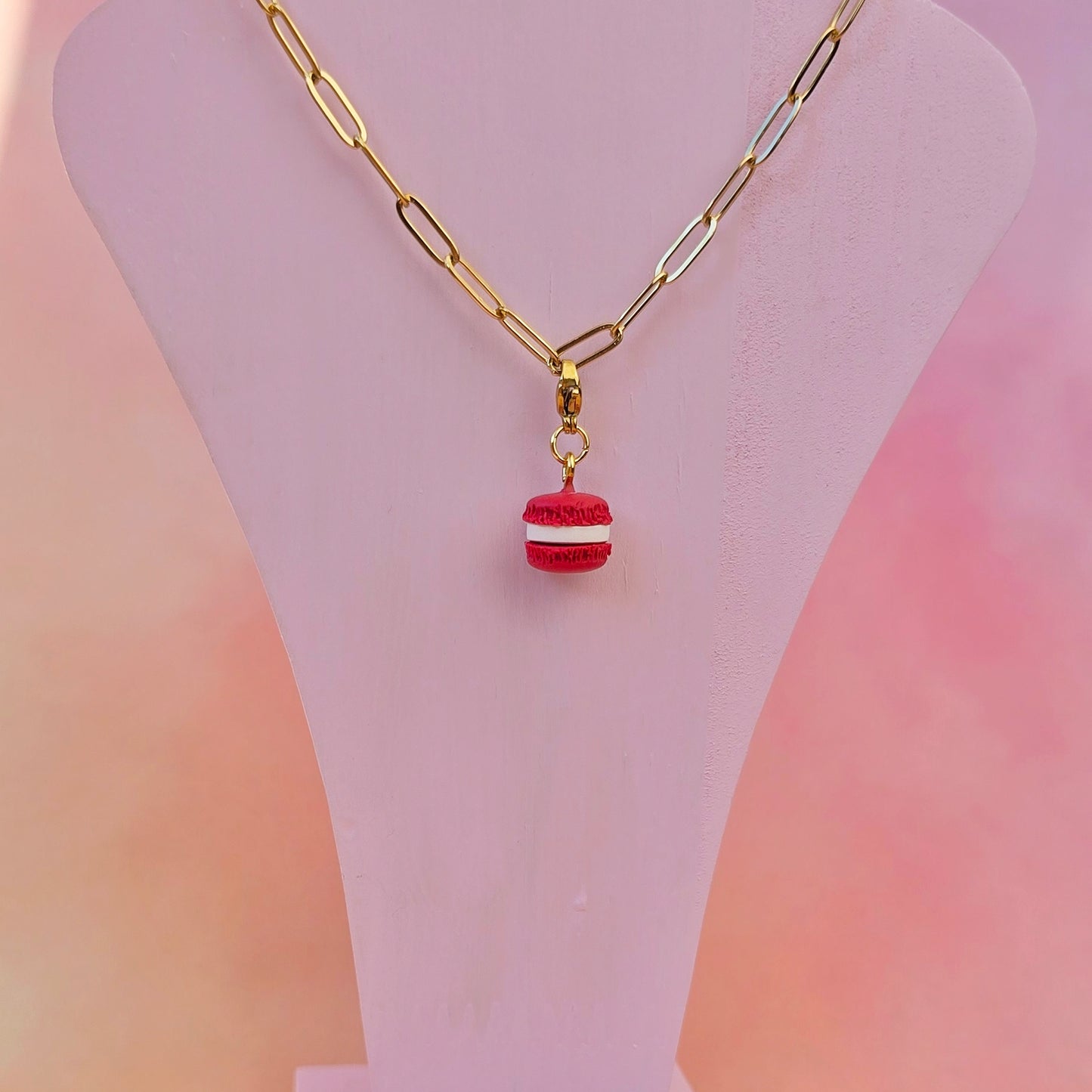 Red Mini Macaron Necklace Charm (Charm Only)