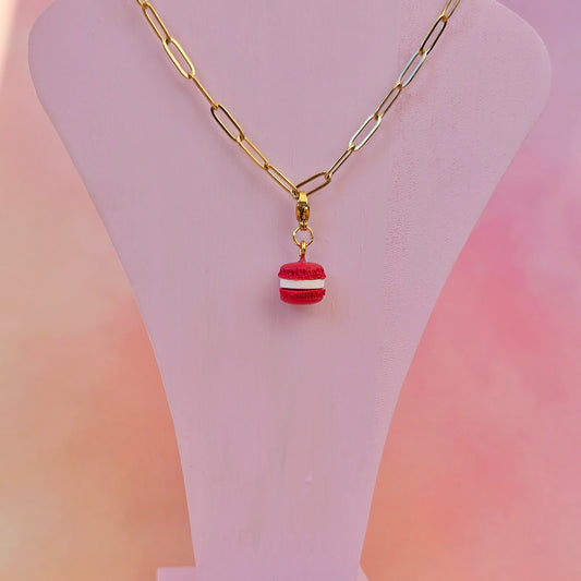 Red Mini Macaron Necklace Charm (Charm Only)