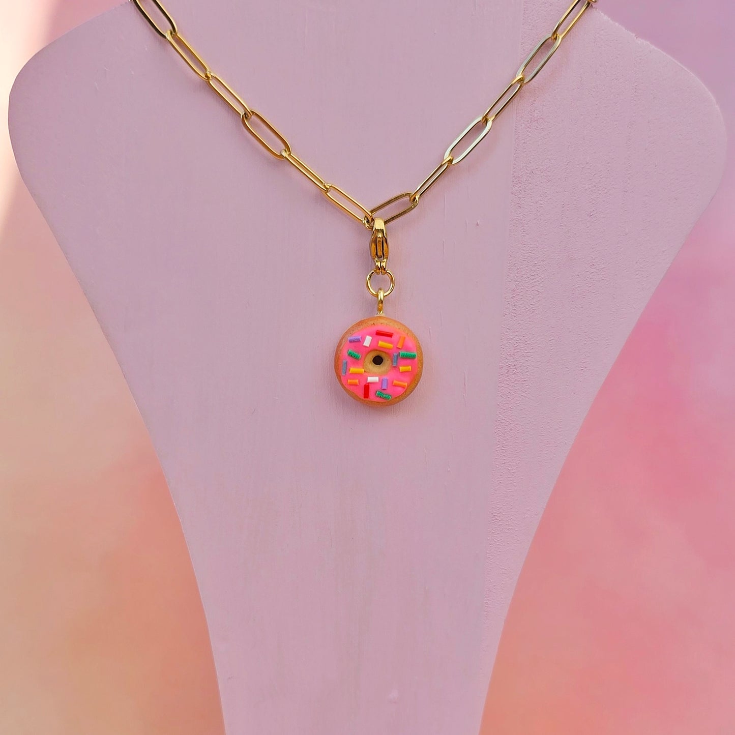 Pink Doughnut Necklace Charm (Charm Only)