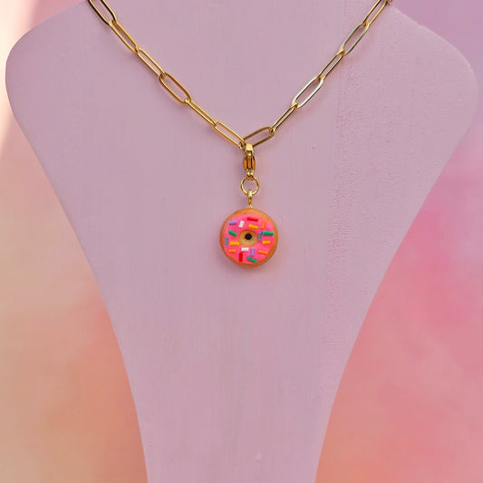 Pink Doughnut Necklace Charm (Charm Only)