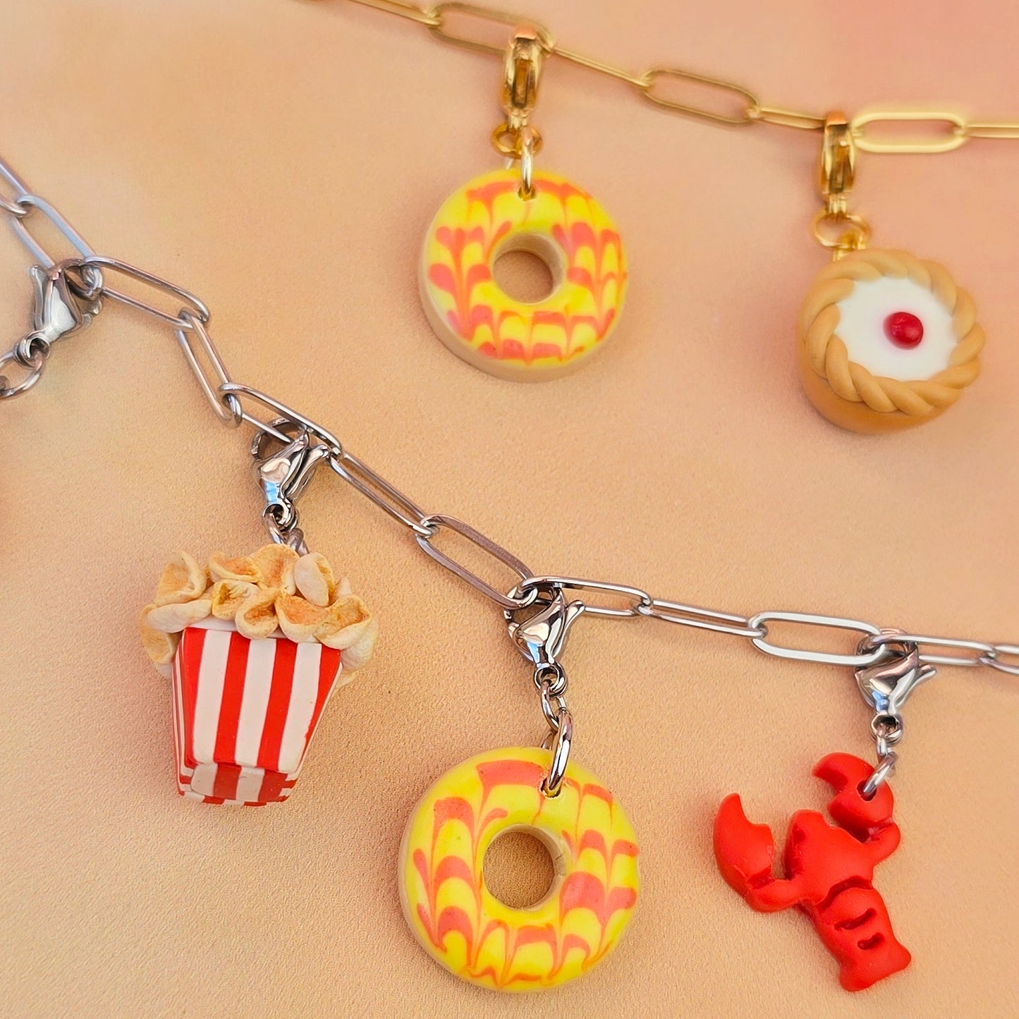 Yellow and Pink Party Ring Necklace Charm (Charm Only)