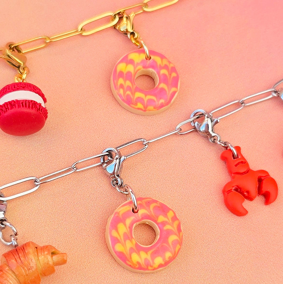 Pink and Yellow Party Ring Necklace Charm (Charm Only)