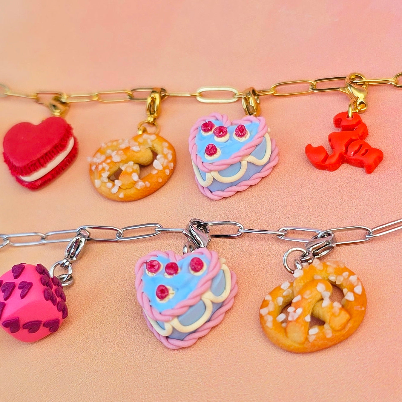 Pink and Blue Retro Cake Necklace Charm (Charm Only)