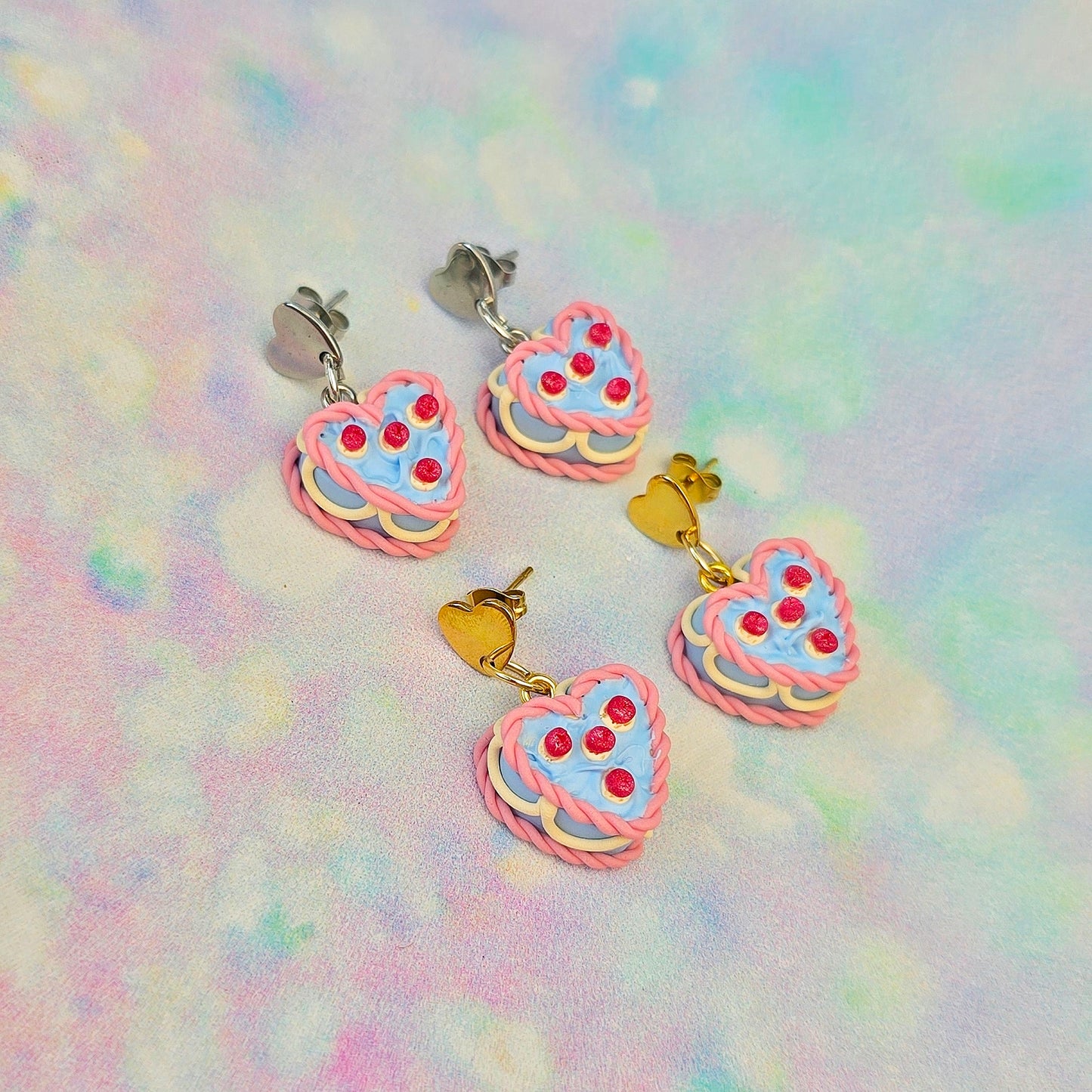 Blue and Pink Retro Cake Dangles