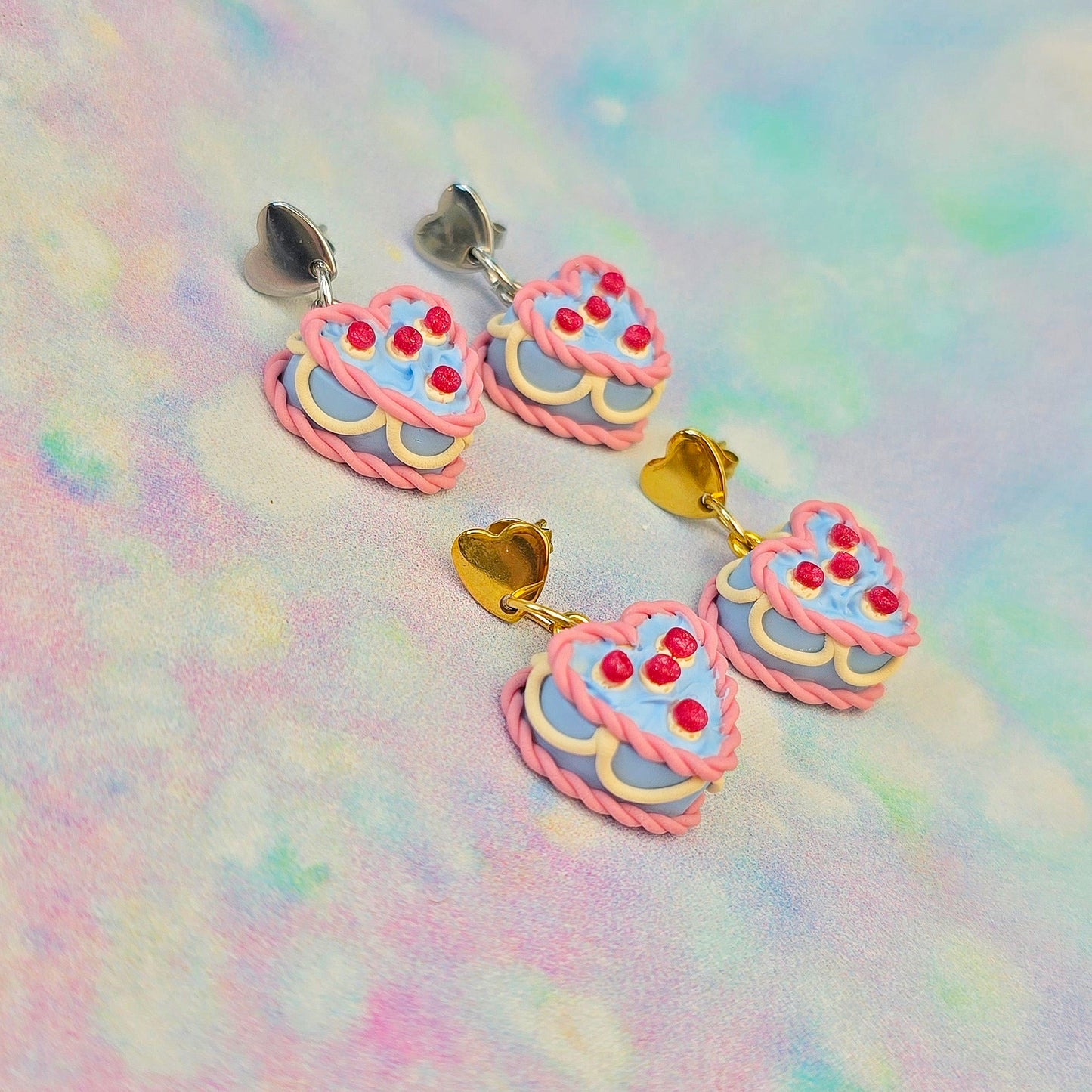 Blue and Pink Retro Cake Dangles