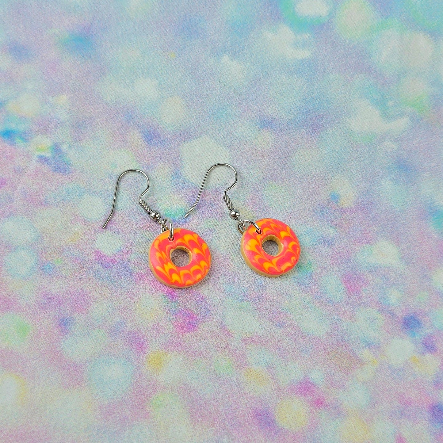 Pink and Yellow Party Ring Dangles