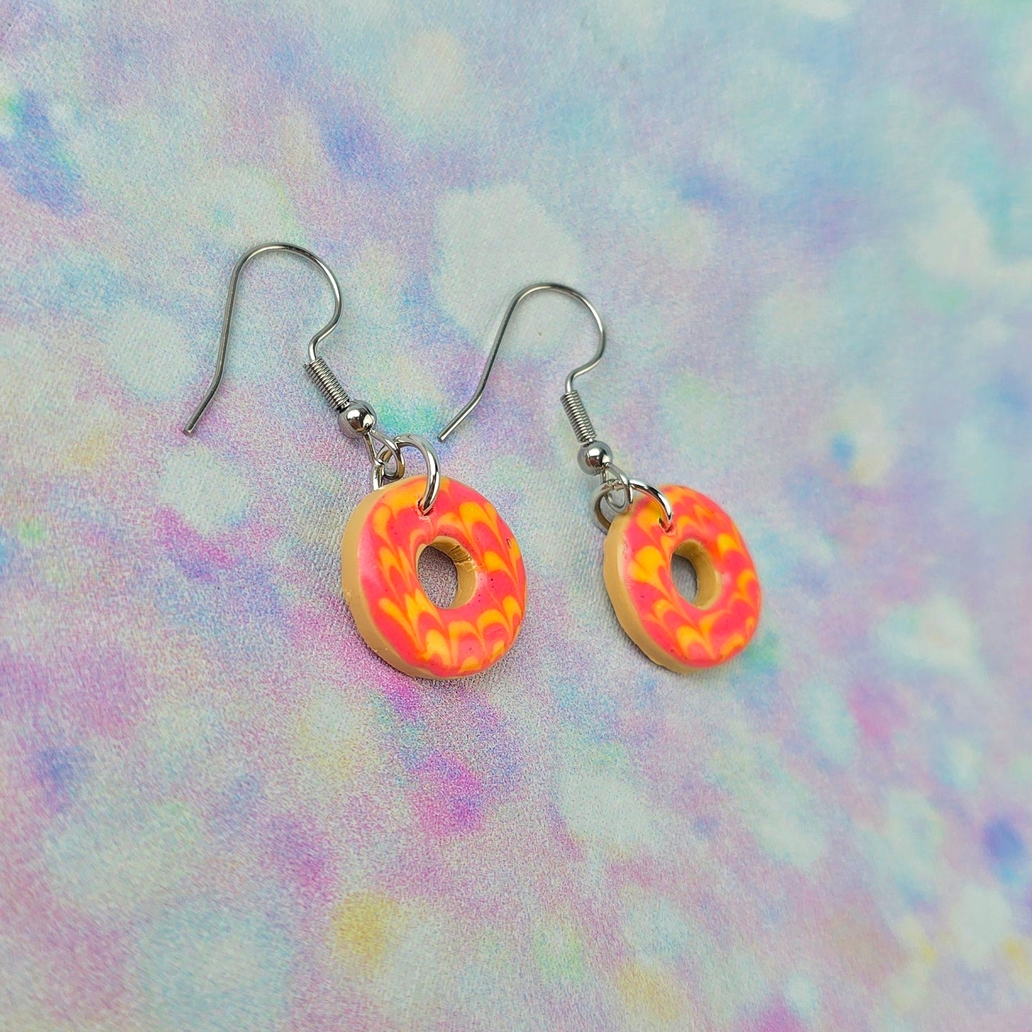 Pink and Yellow Party Ring Dangles