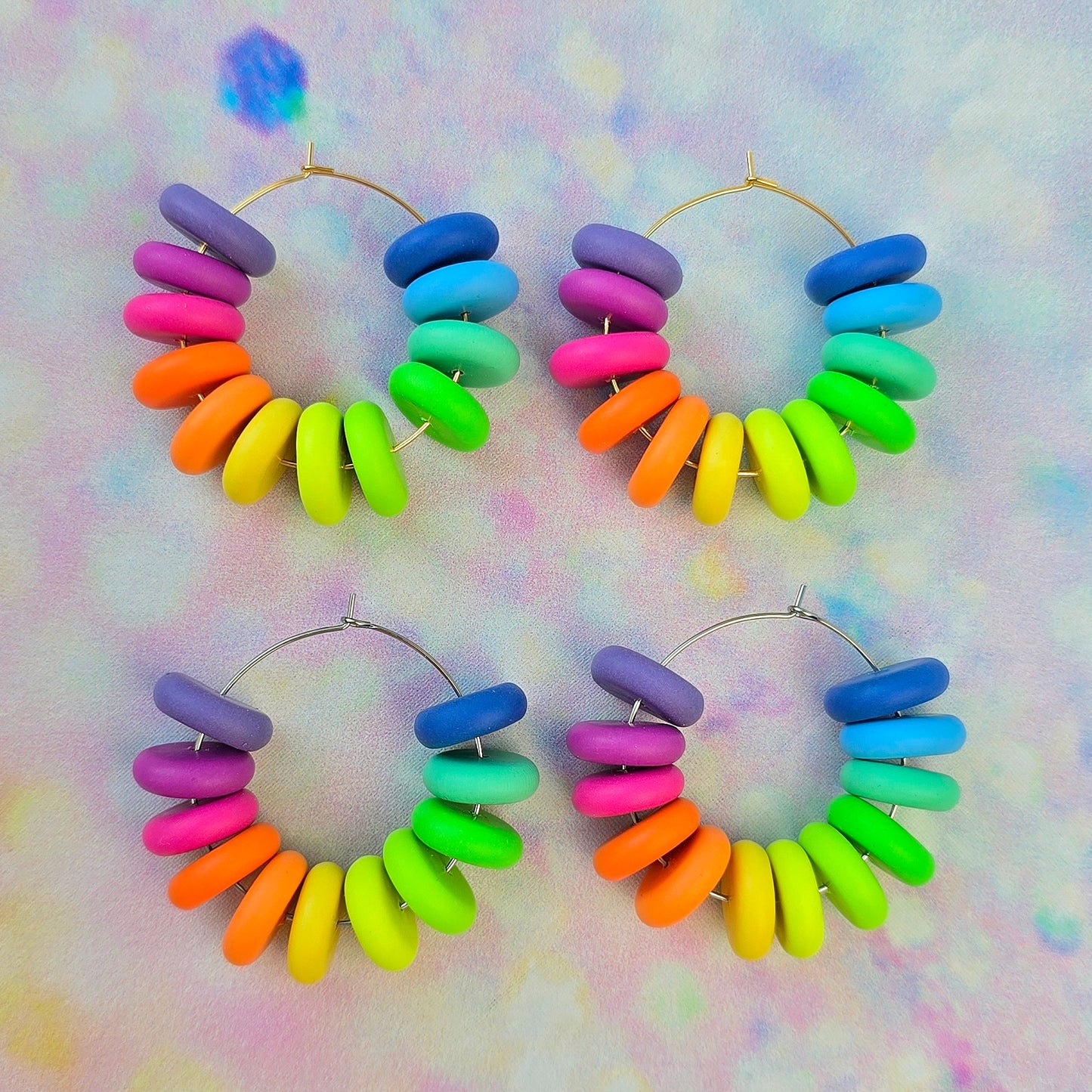 Neon Bouquet Large Beaded Hoops