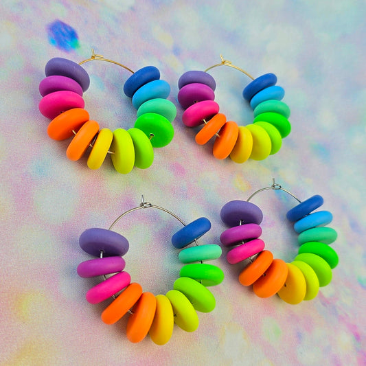 Neon Bouquet Large Beaded Hoops