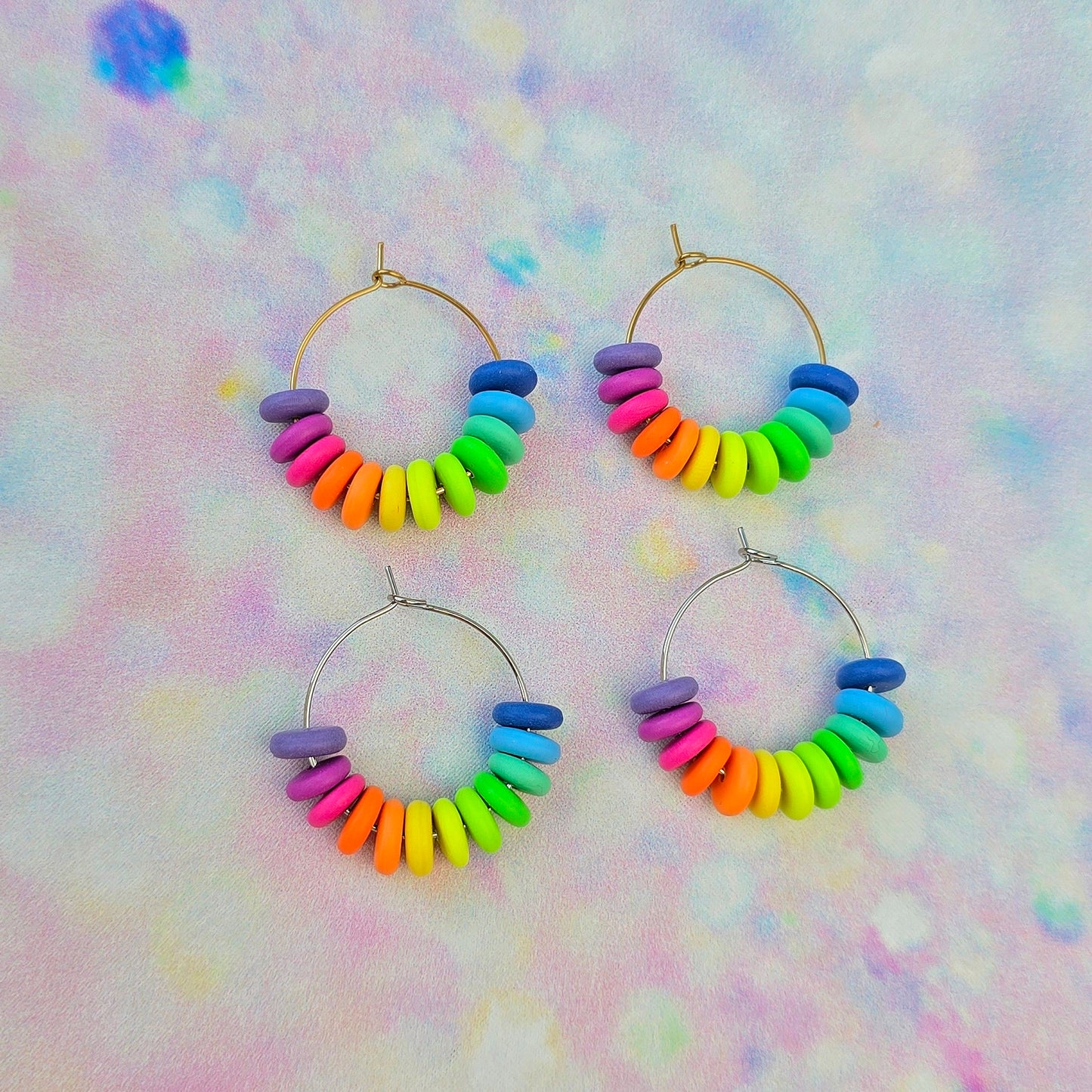 Neon Bouquet Mini Beaded Hoops
