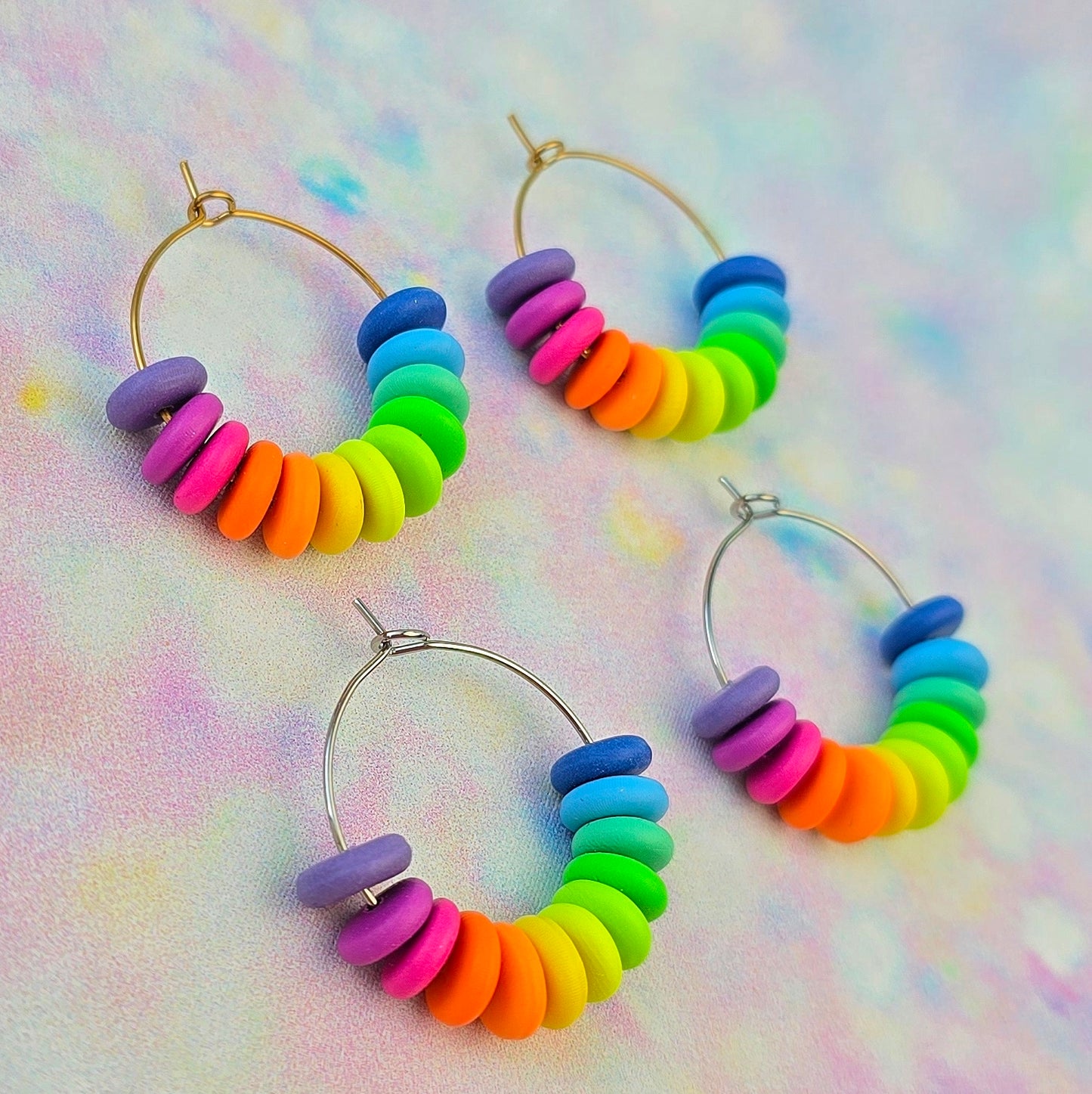 Neon Bouquet Mini Beaded Hoops