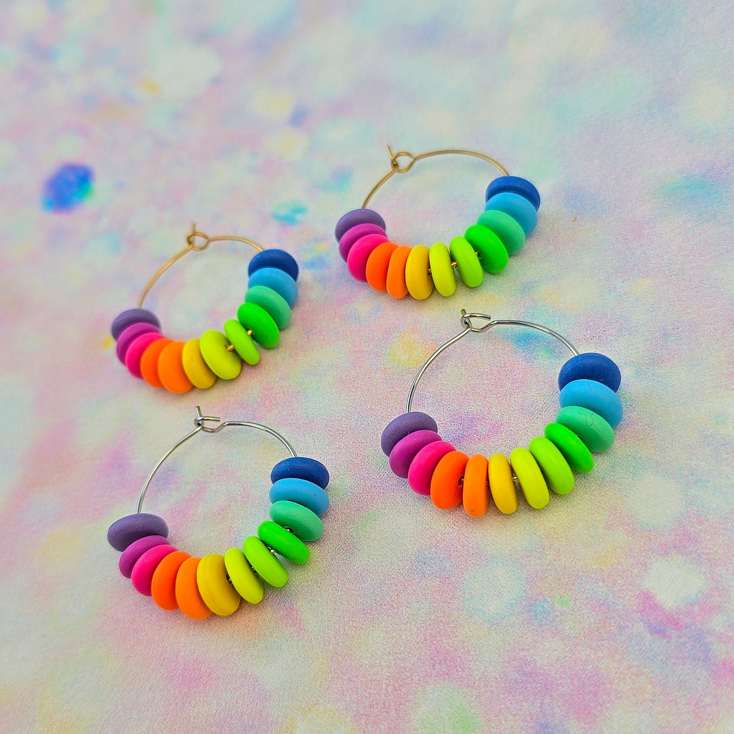 Neon Bouquet Mini Beaded Hoops