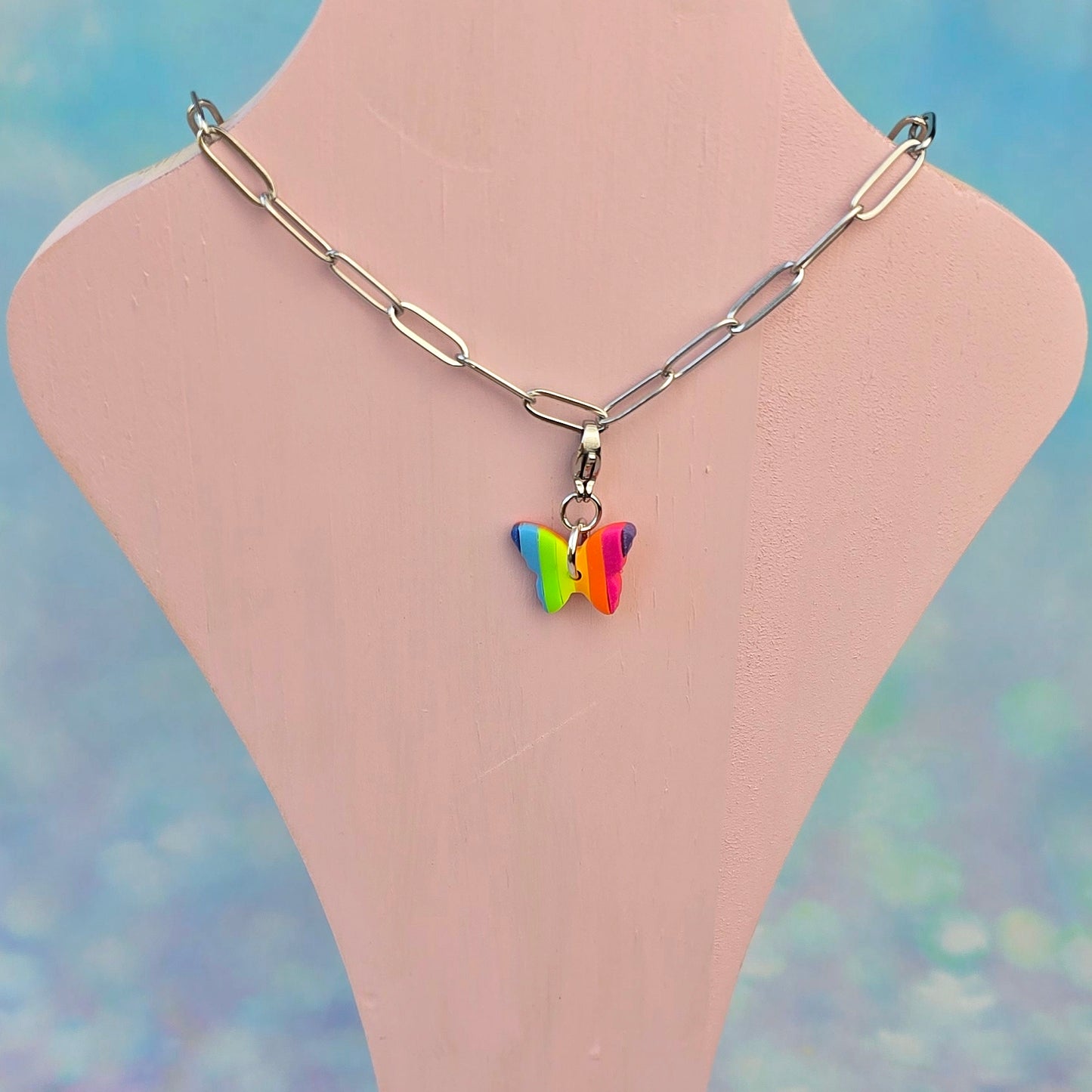 Neon Bouquet Butterfly (center) Necklace Charm (Charm Only)