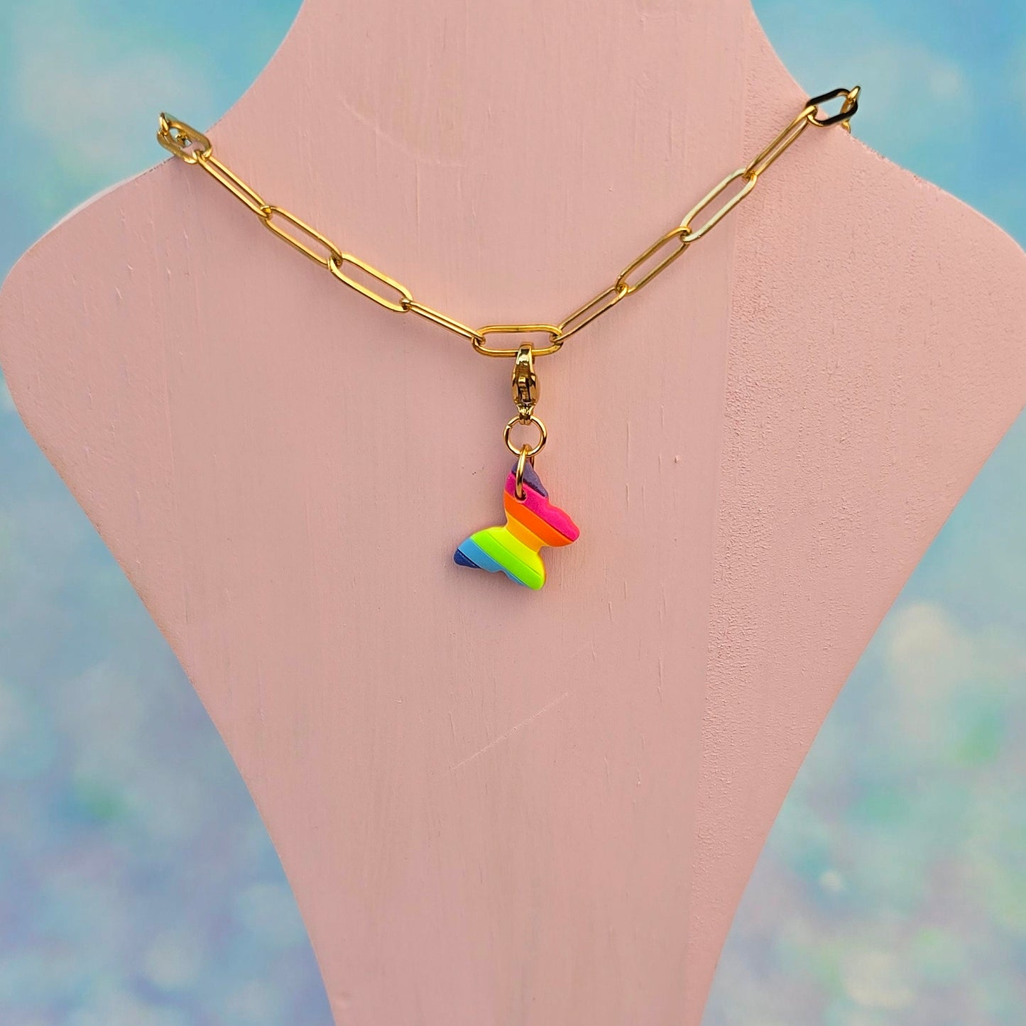 Neon Bouquet Butterfly (wing) Necklace Charm (Charm Only)