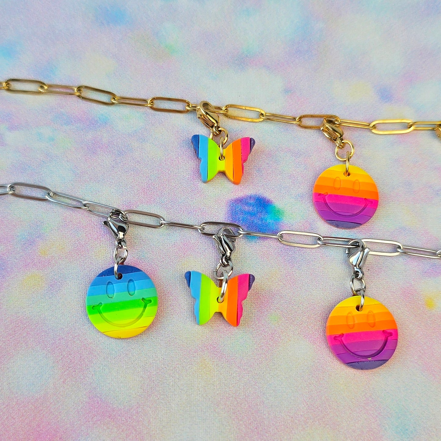 Neon Bouquet Butterfly (center) Necklace Charm (Charm Only)