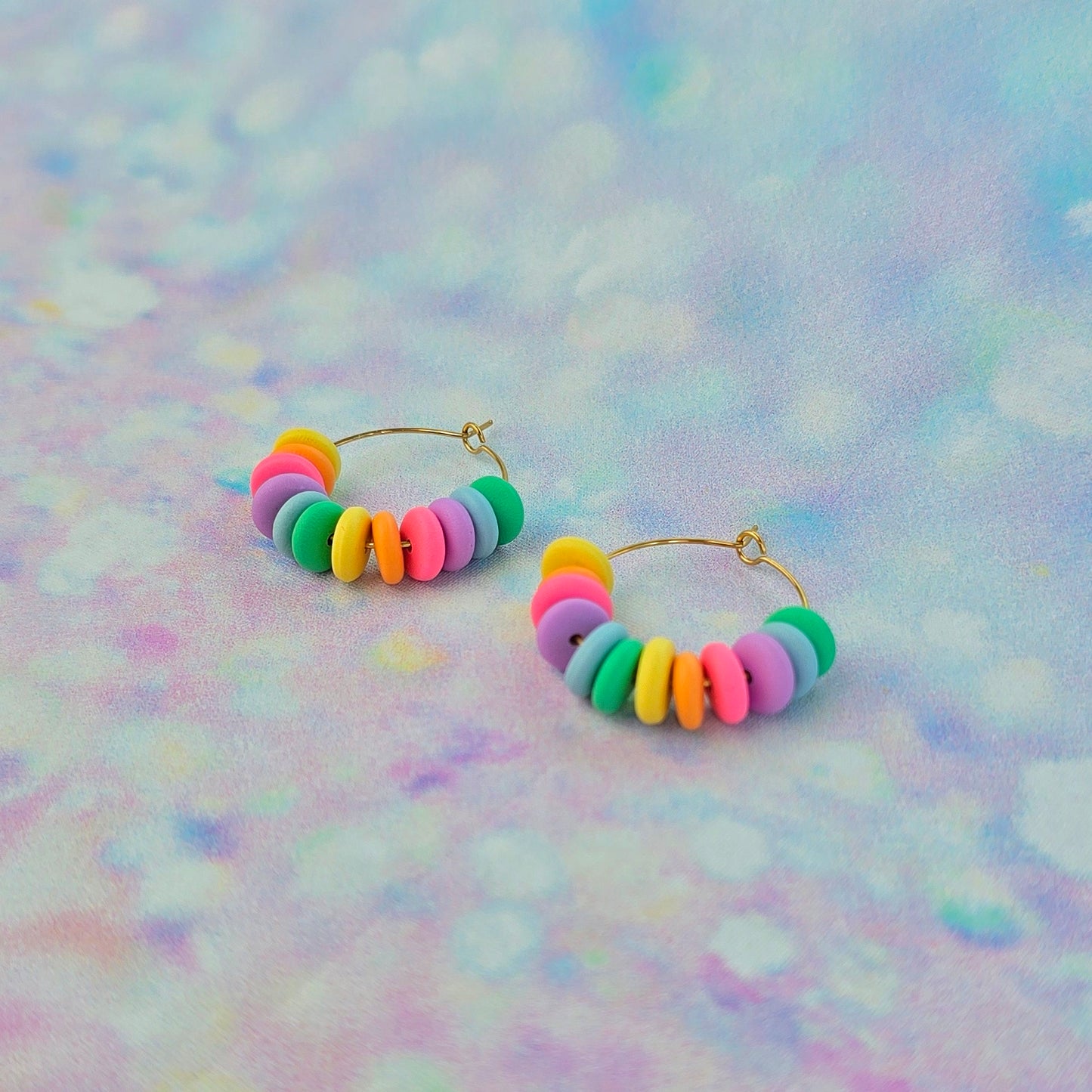 Pastel Mini Beaded Hoops