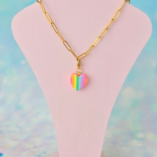 Pastel Heart Necklace Charm (Charm Only)
