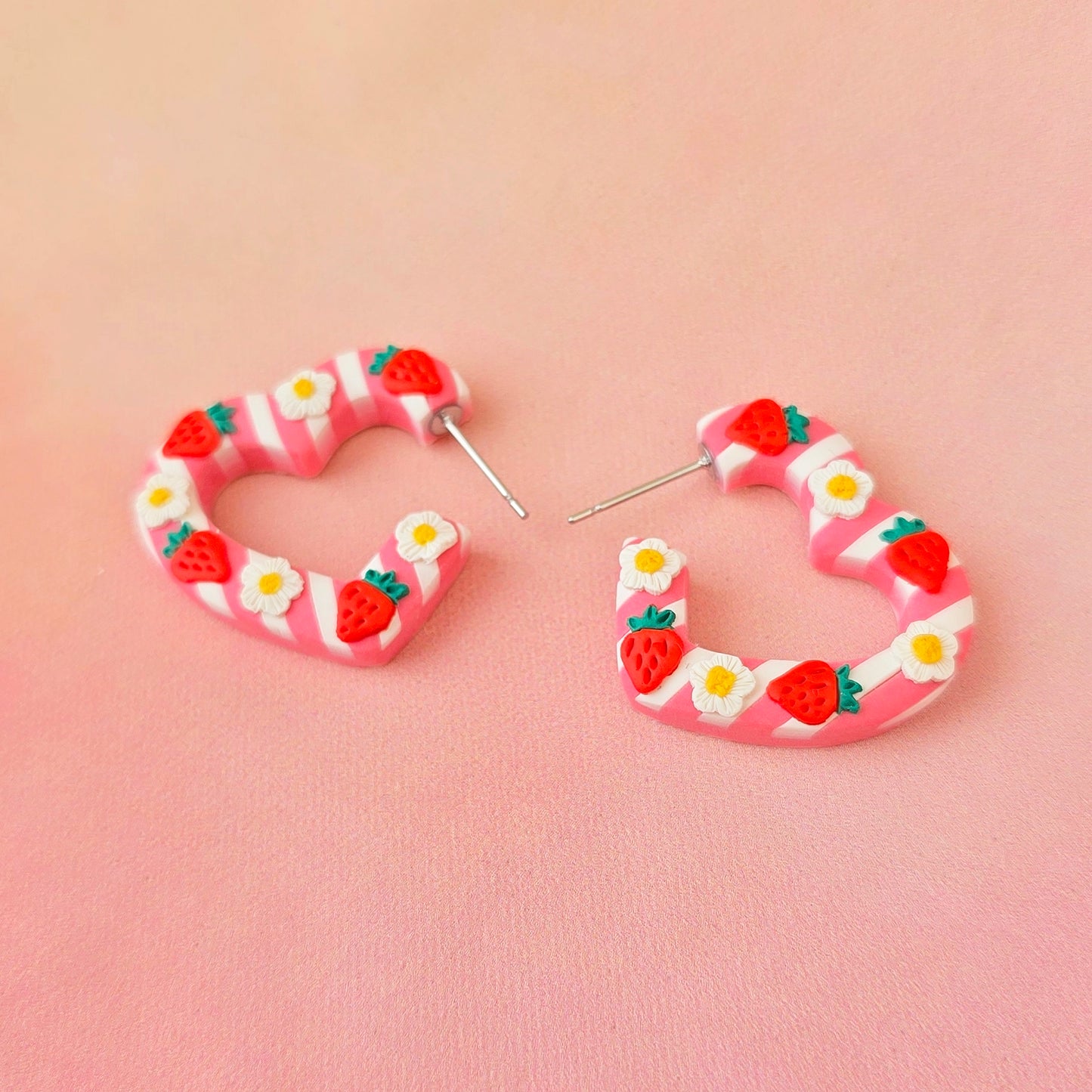 Strawberry Milk Mini Heart Shaped Hoops