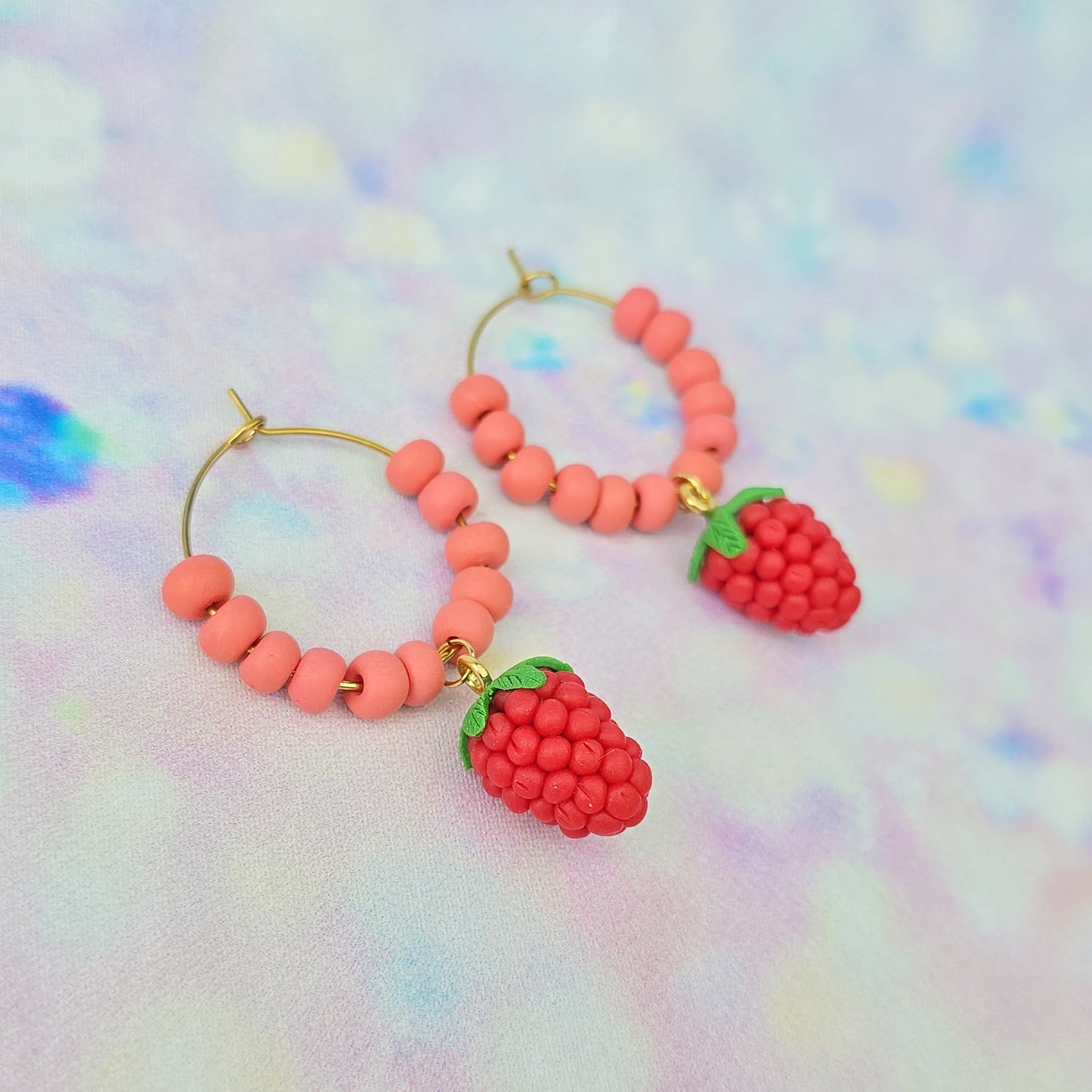 Mini Raspberry Beaded Hoops