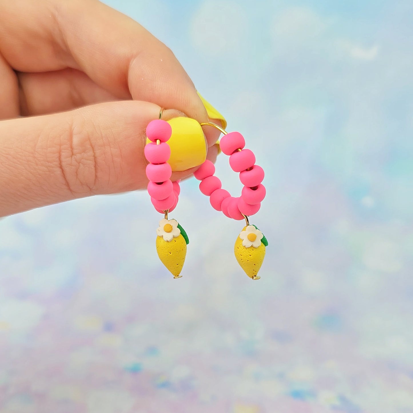 Mini Lemon Beaded Hoops