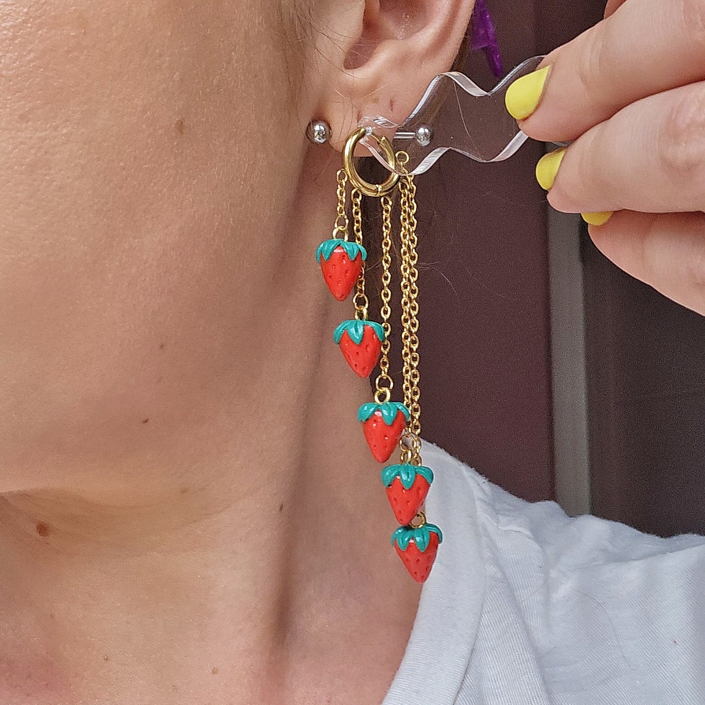 Strawberry 5 Drop Dangles