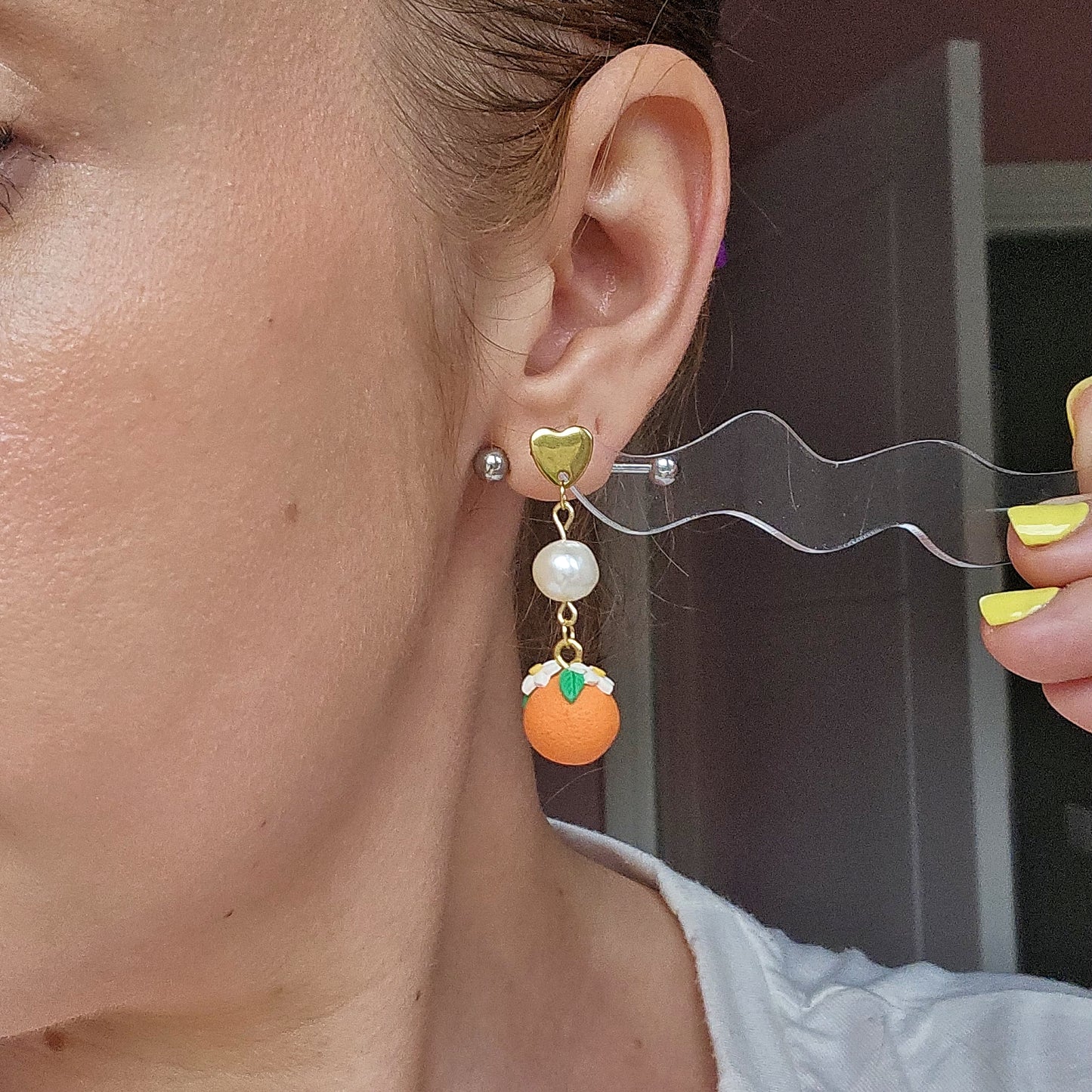 Orange and Pearl Dangles