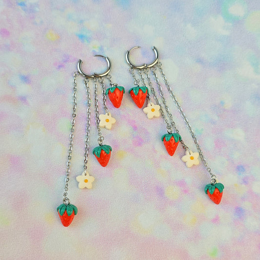 Strawberry and Flower 5 Drop Dangles