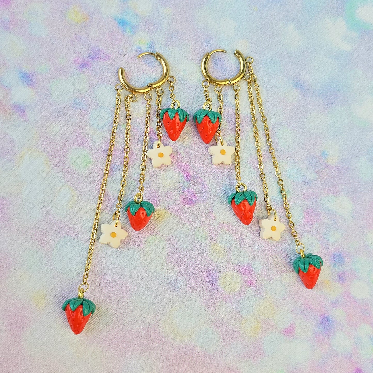 Strawberry and Flower 5 Drop Dangles