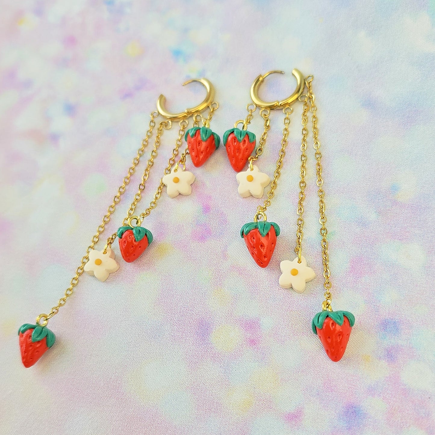 Strawberry and Flower 5 Drop Dangles