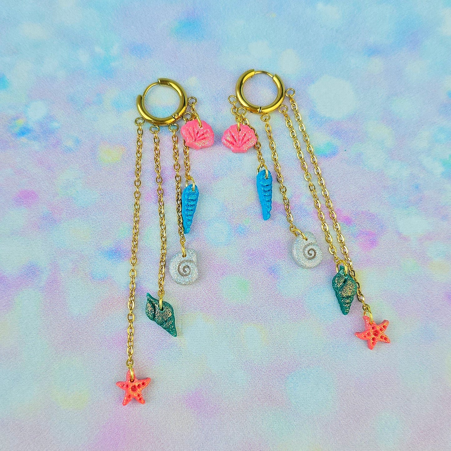 Glitter Shell 5 Drop Dangles