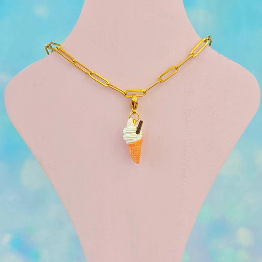 Flake Ice Cream Necklace Charm (Charm Only)
