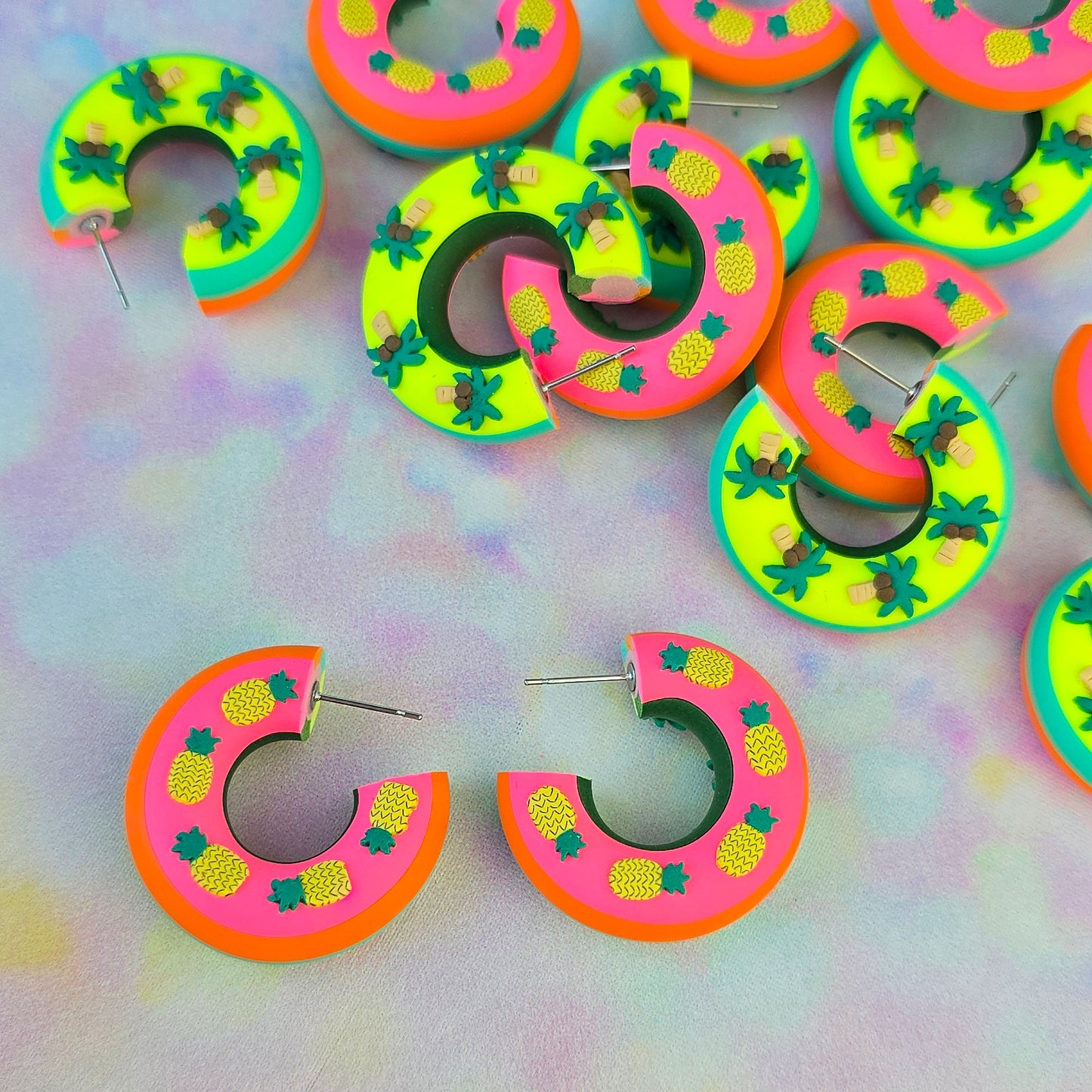 LIMITED EDITION Pineapple & Palm Tree Chunky Hoops