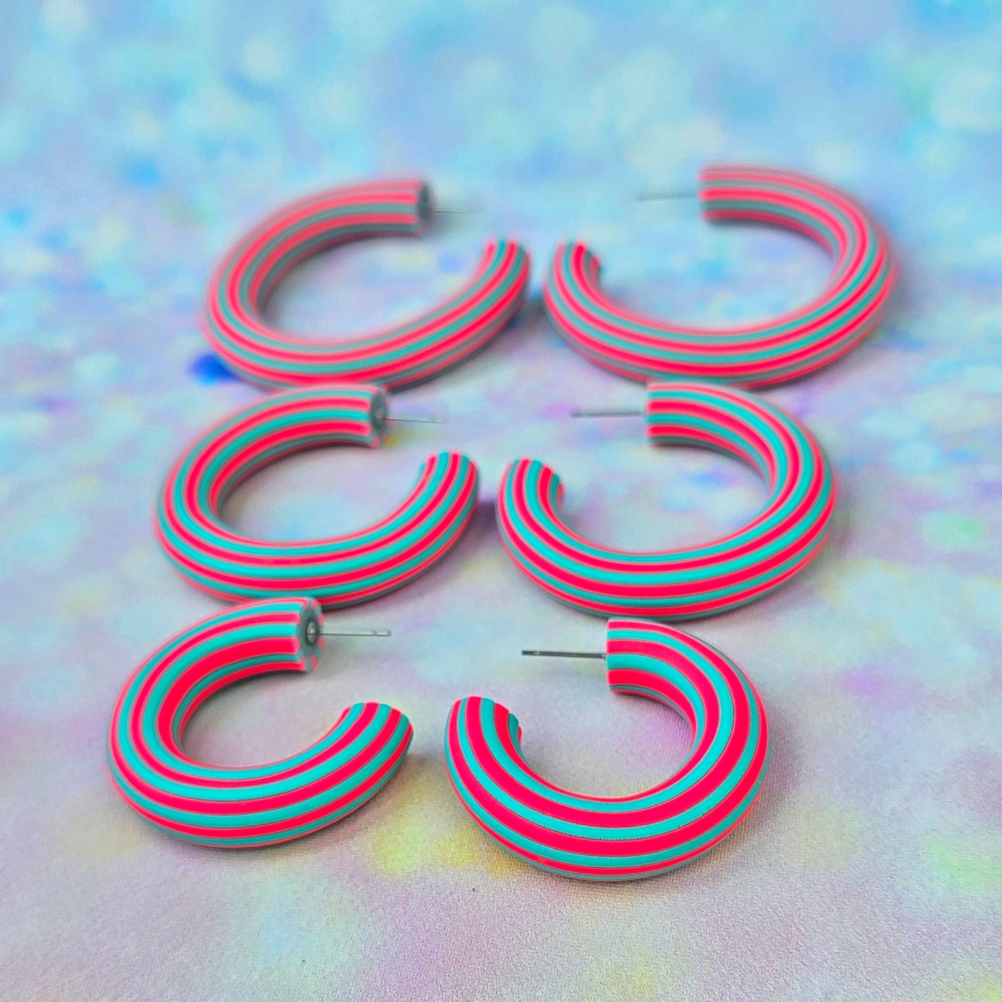 LIMITED EDITION Hot Pink and Blue Stripey Hoops