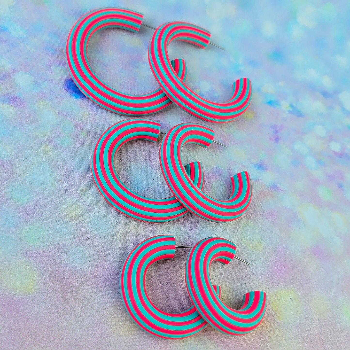 LIMITED EDITION Hot Pink and Blue Stripey Hoops