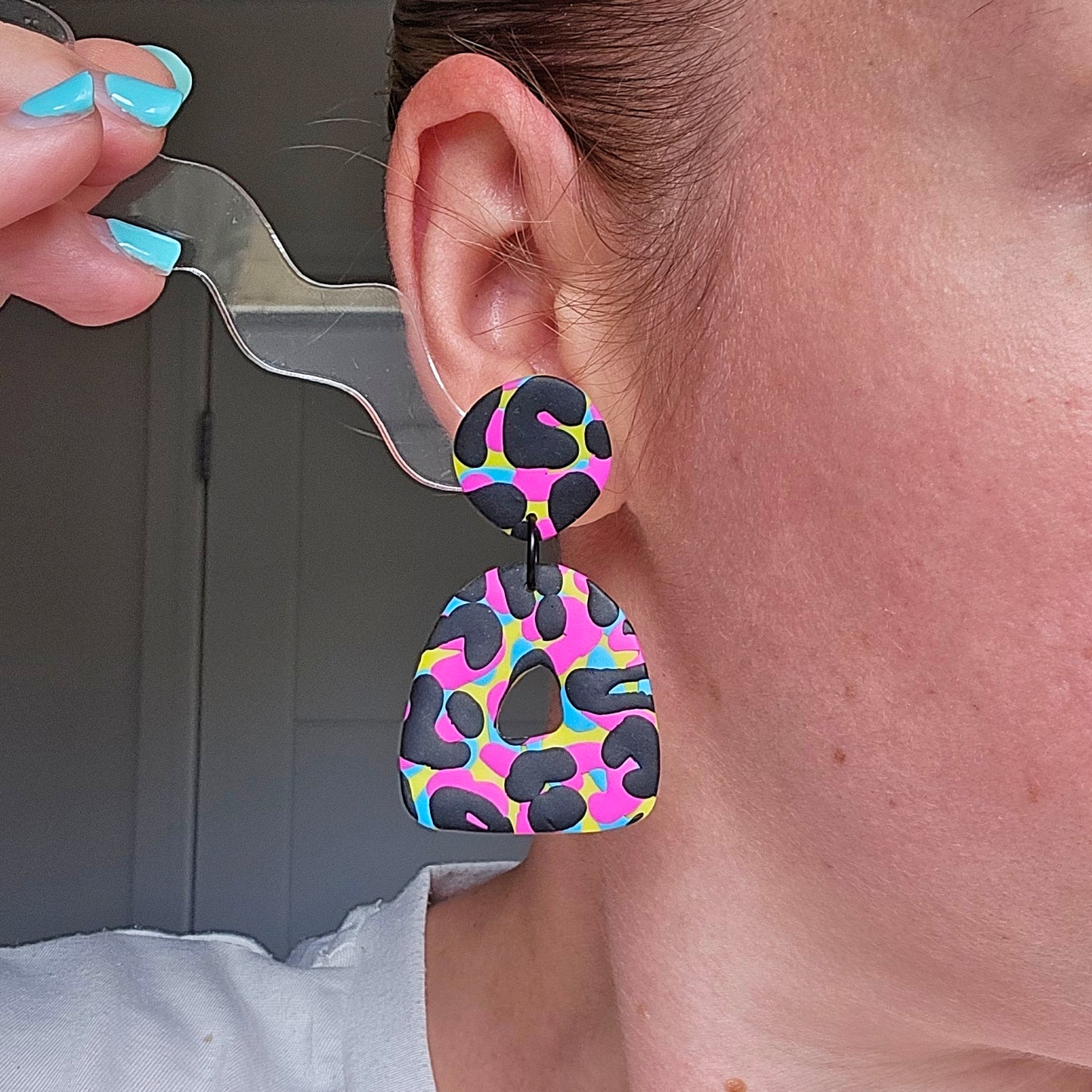 LIMITED EDITION Multicoloured Leopard Triangle Dangles
