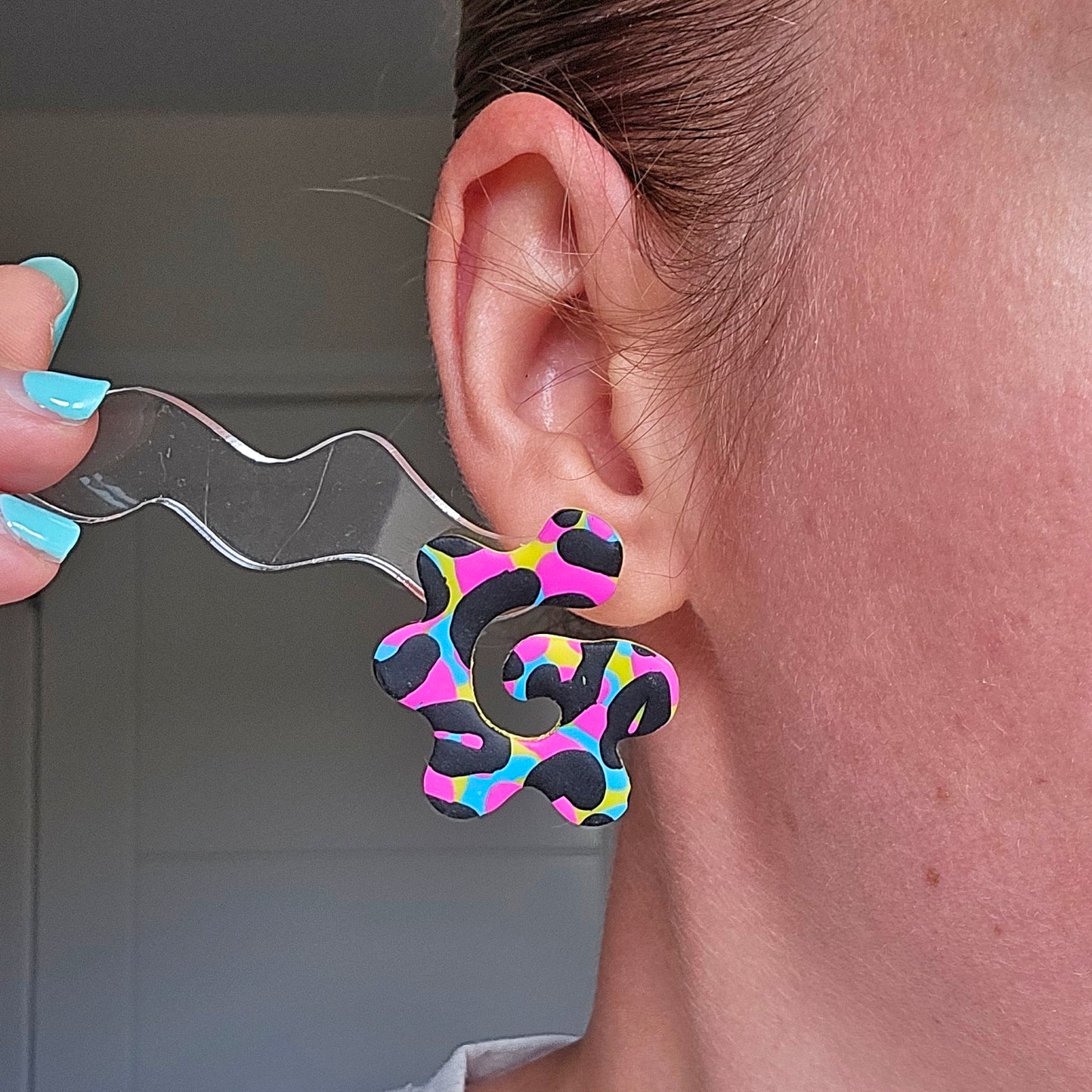 LIMITED EDITION Multicoloured Leopard Print Swirl Studs