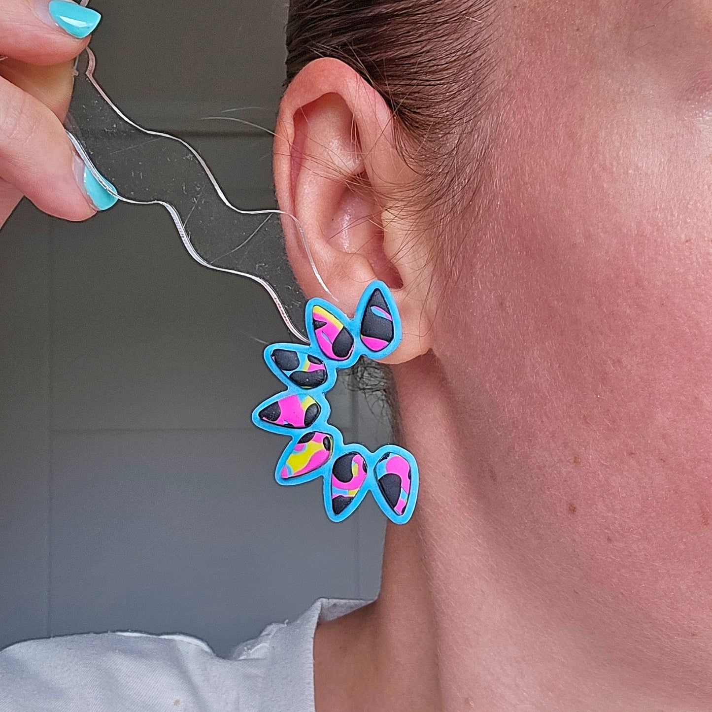 LIMITED EDITION Multicoloured Leopard Print Spiky Studs