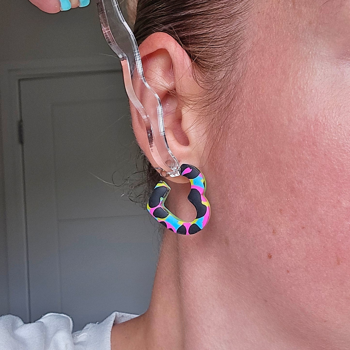 LIMITED EDITION Multicoloured Leopard Print Mini Heart Shaped Hoops
