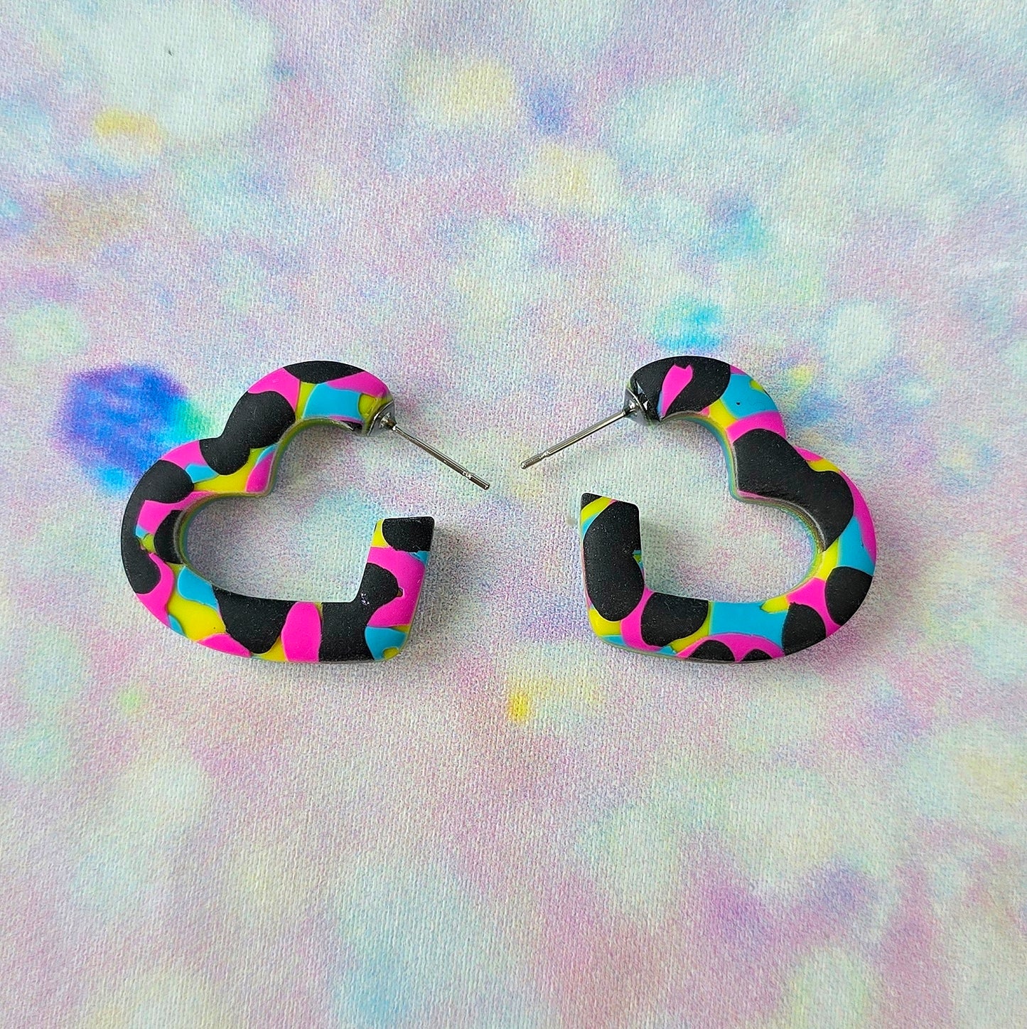LIMITED EDITION Multicoloured Leopard Print Mini Heart Shaped Hoops