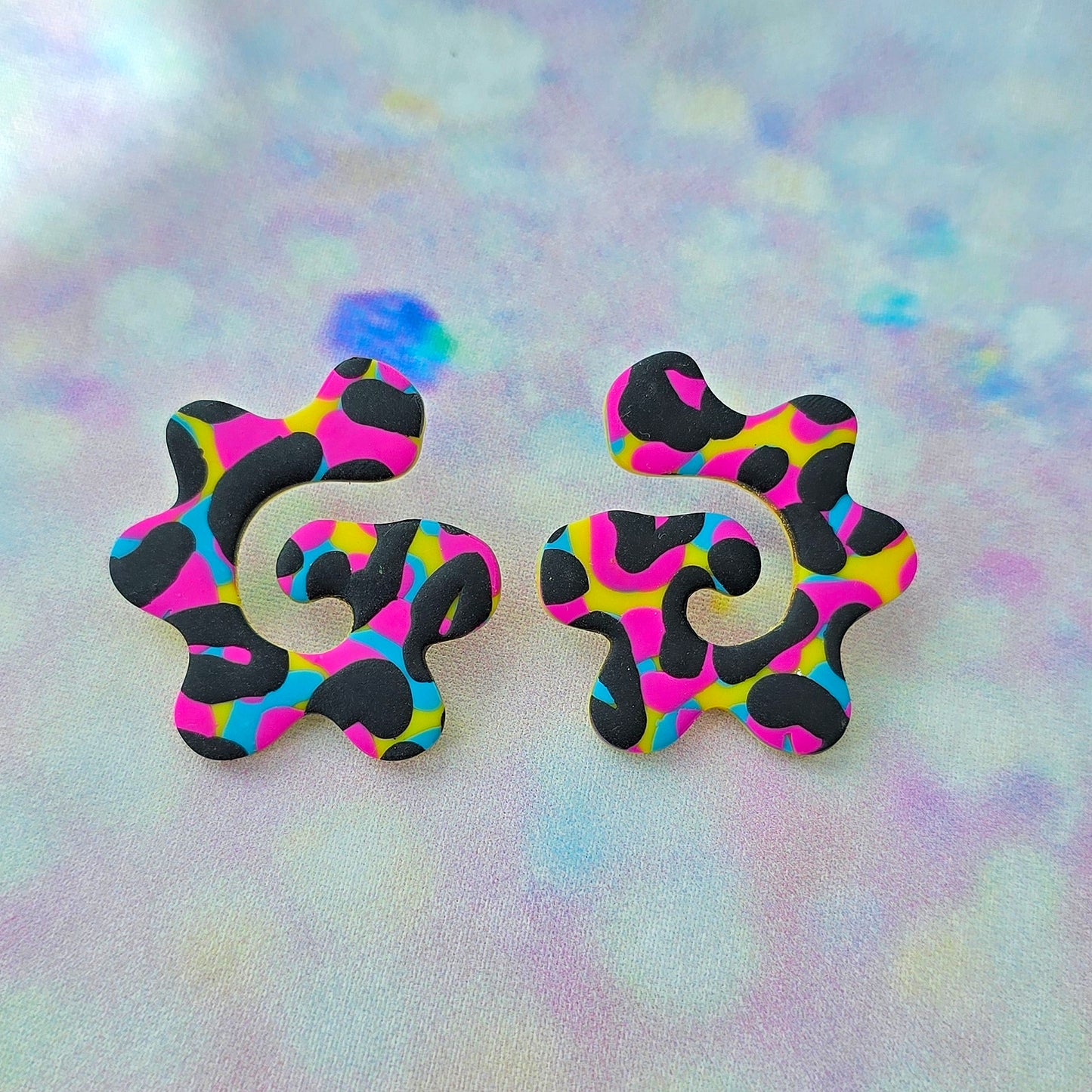 LIMITED EDITION Multicoloured Leopard Print Swirl Studs