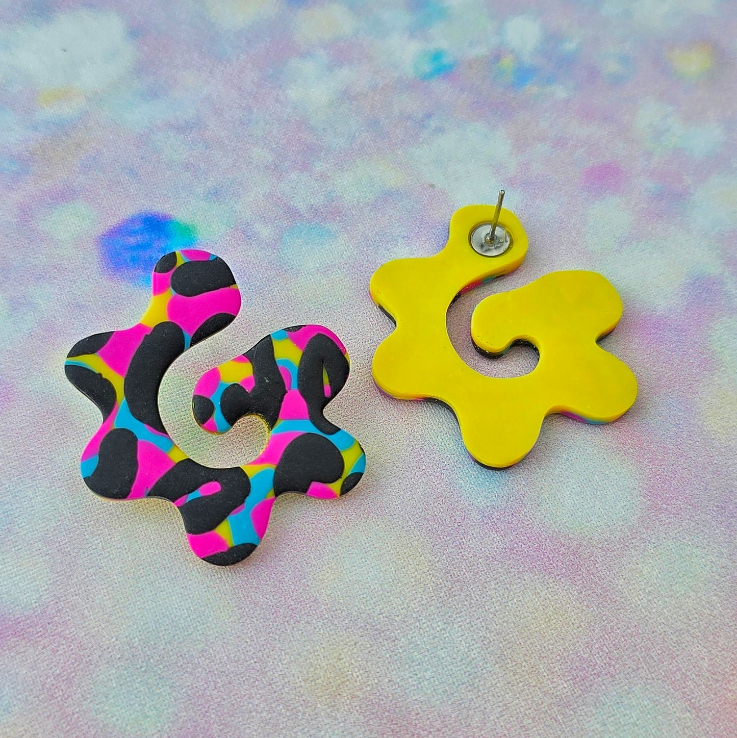 LIMITED EDITION Multicoloured Leopard Print Swirl Studs