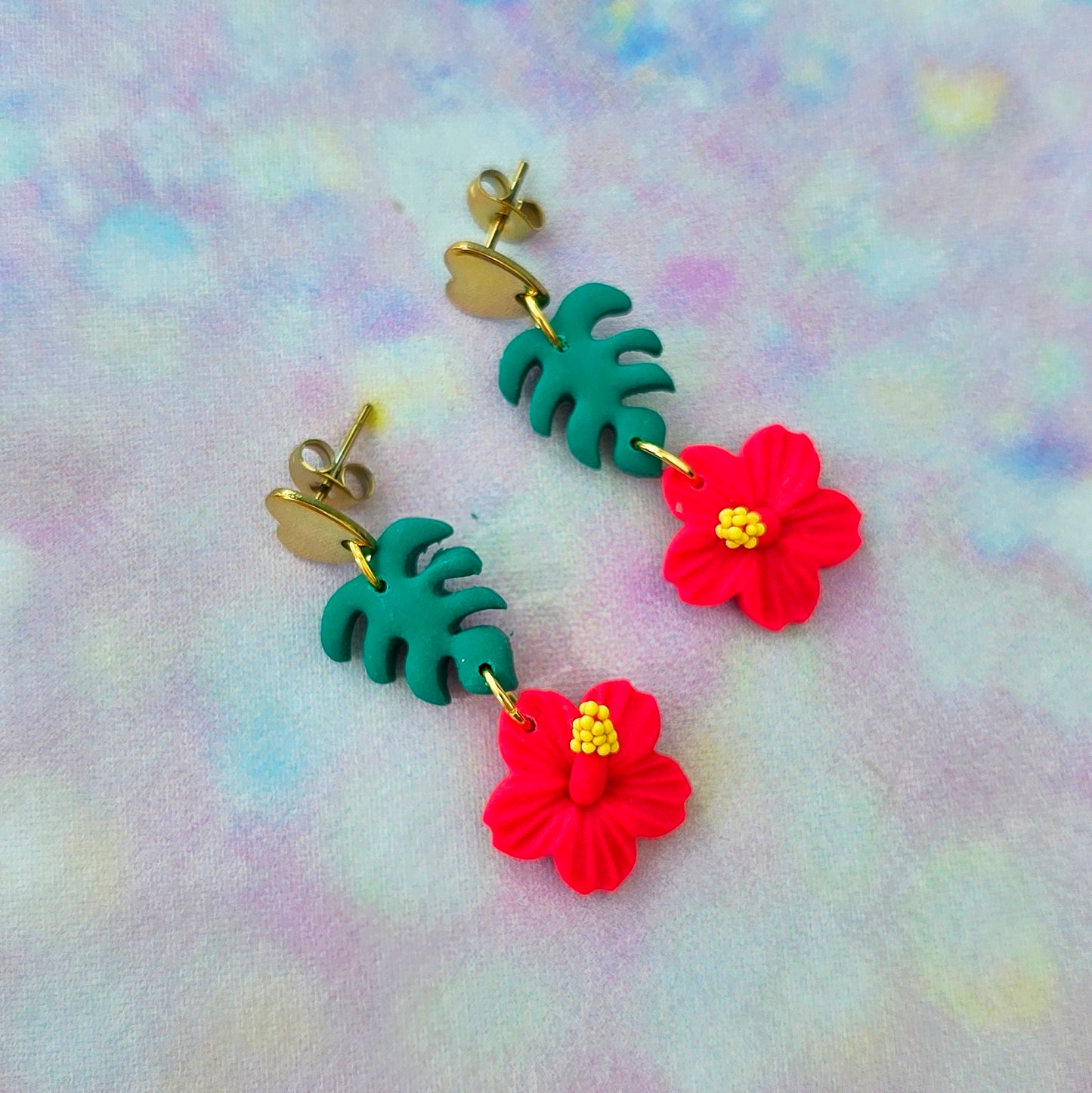 Monstera and Hibiscus Dangles