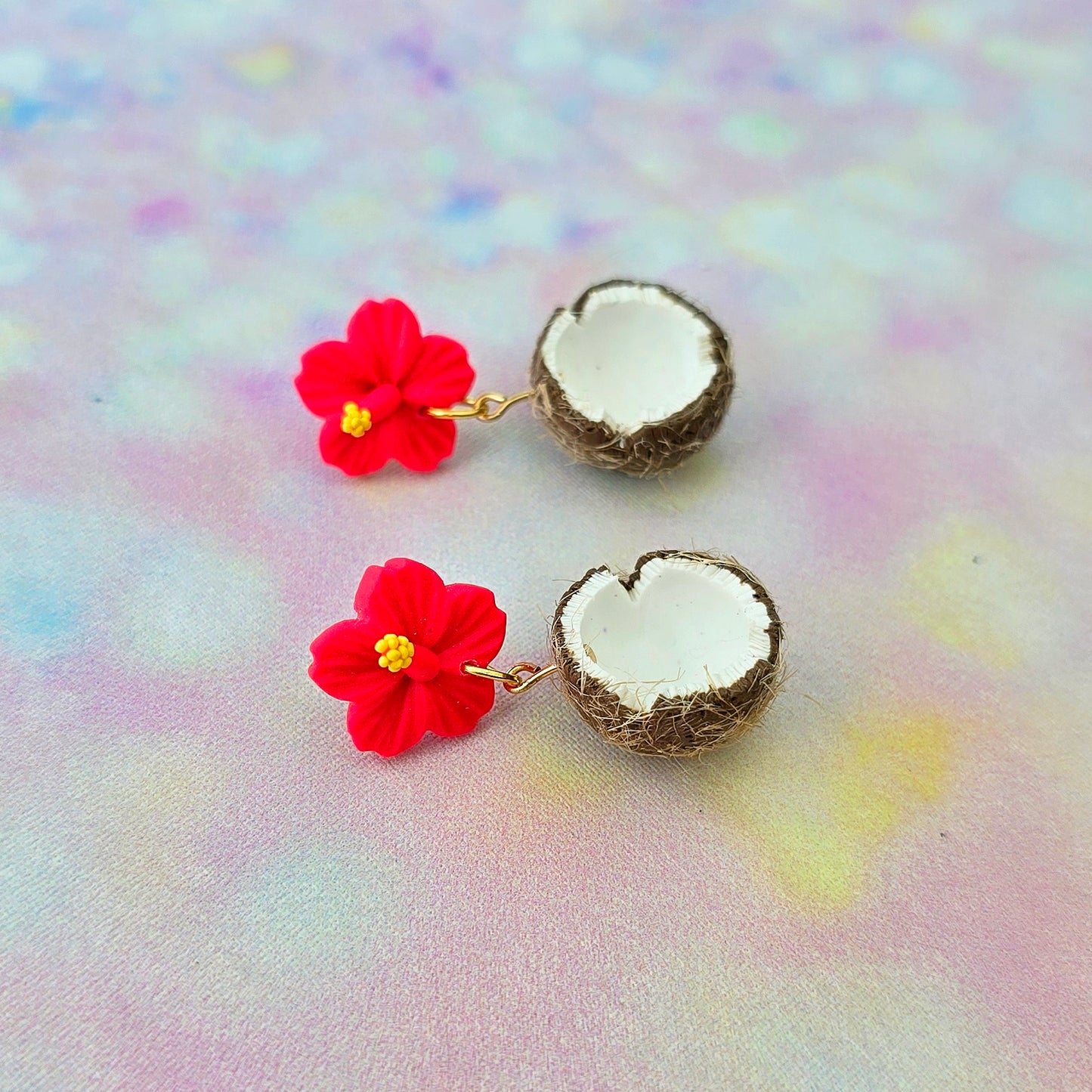 Coconut and Hibiscus Dangles