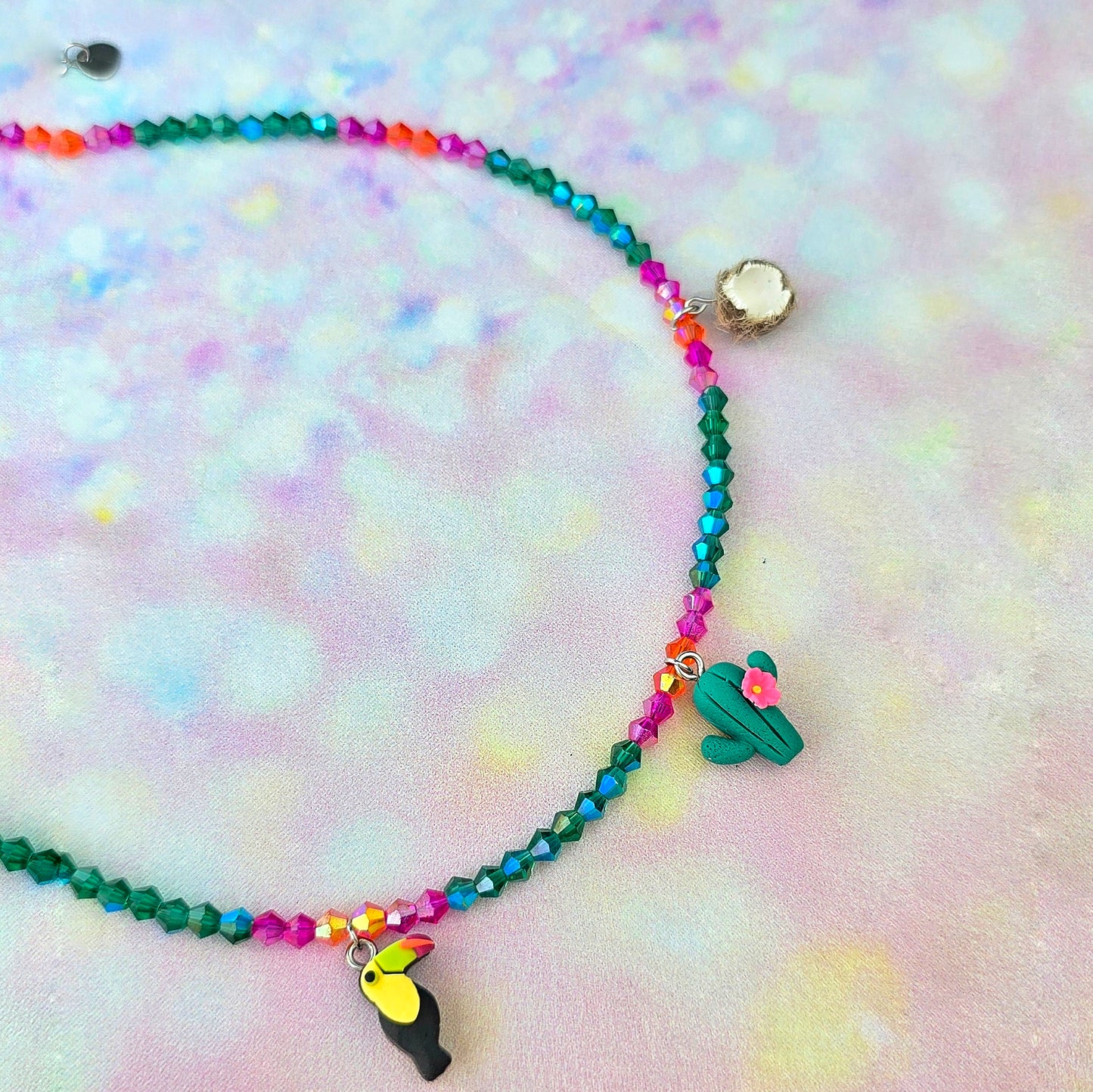 Tropical Paradise Glass Beaded Charm Necklace