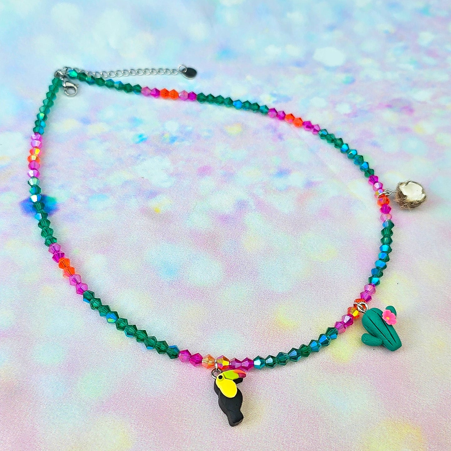 Tropical Paradise Glass Beaded Charm Necklace