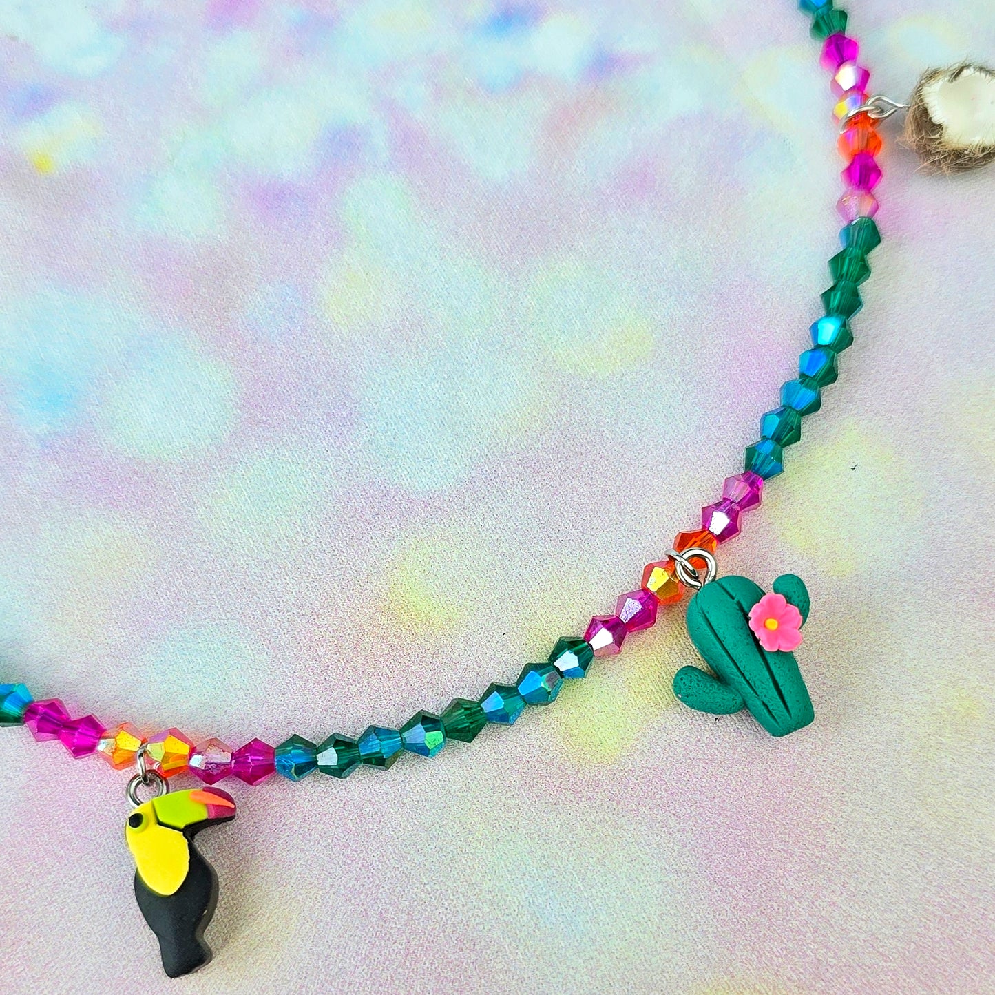 Tropical Paradise Glass Beaded Charm Necklace