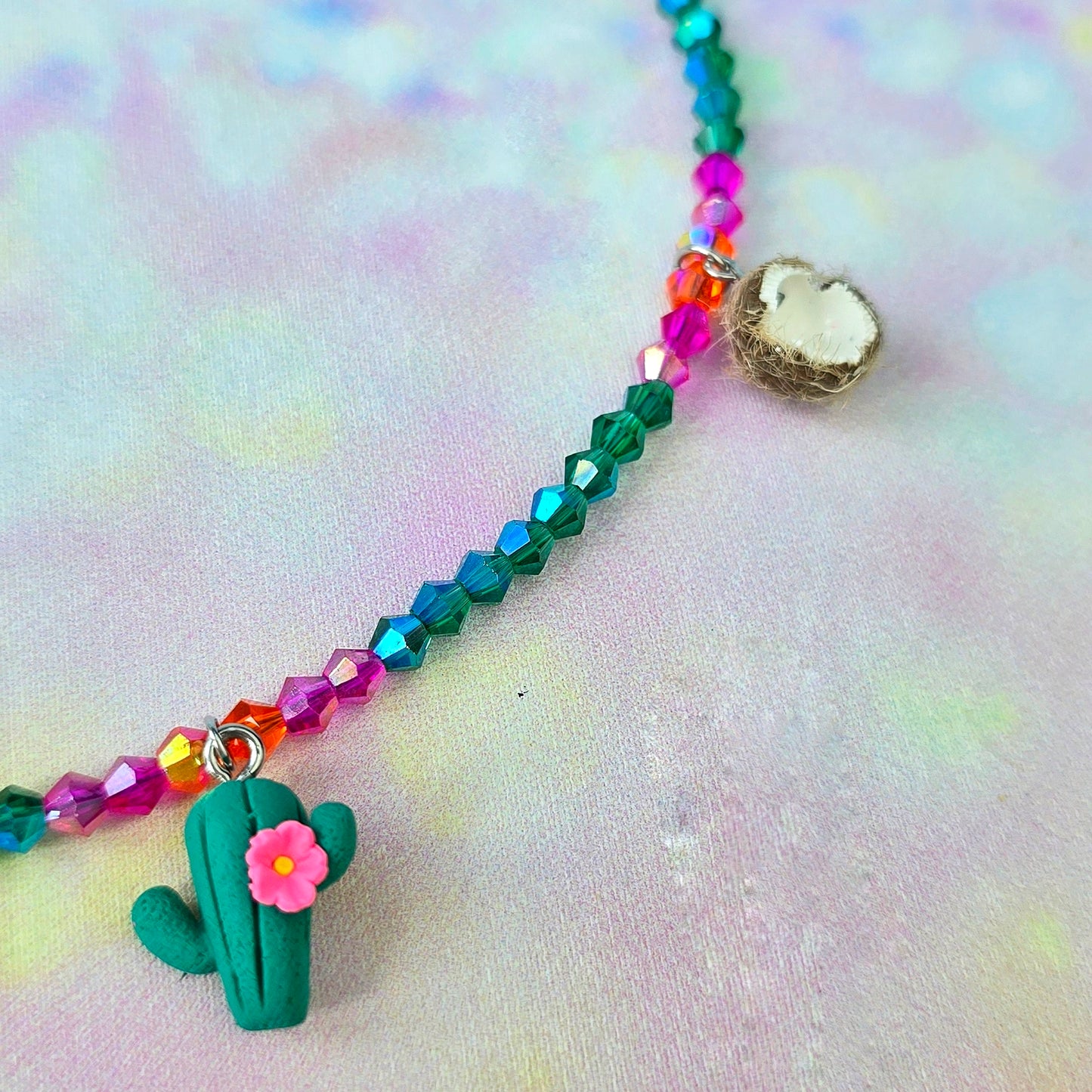 Tropical Paradise Glass Beaded Charm Necklace